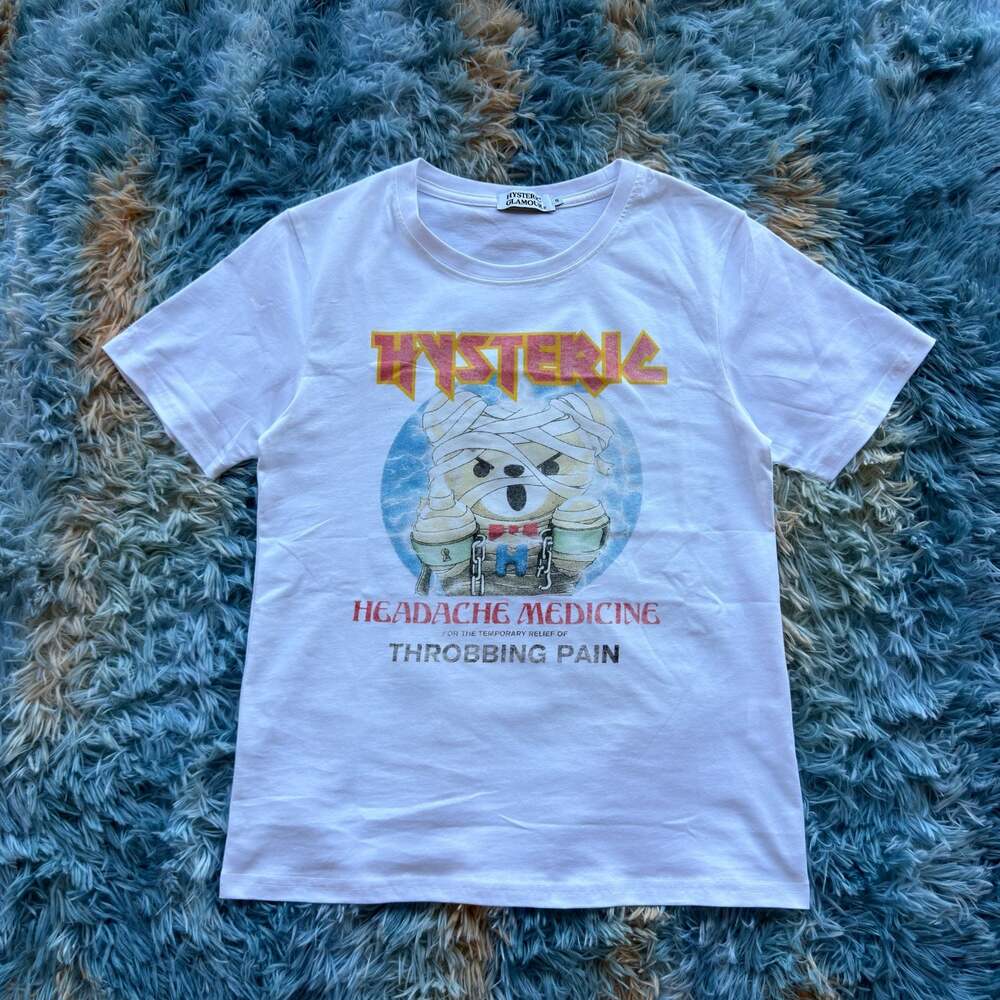 Hysteric Glamour White Headache Medicine Bear Graphic Tee Size S